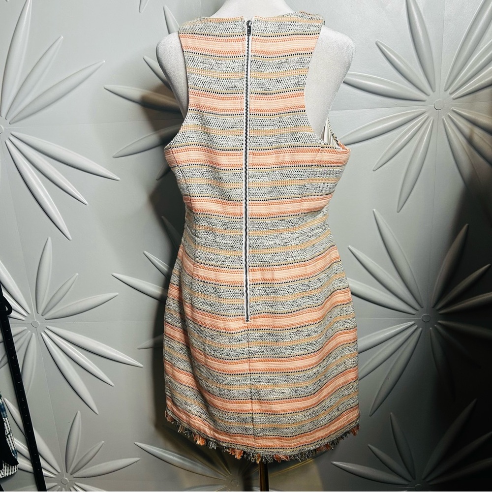 EUC Lovers + Friends SZ L white/gray/peach/black striped cutout dress/bust 38” - Picture 3 of 6